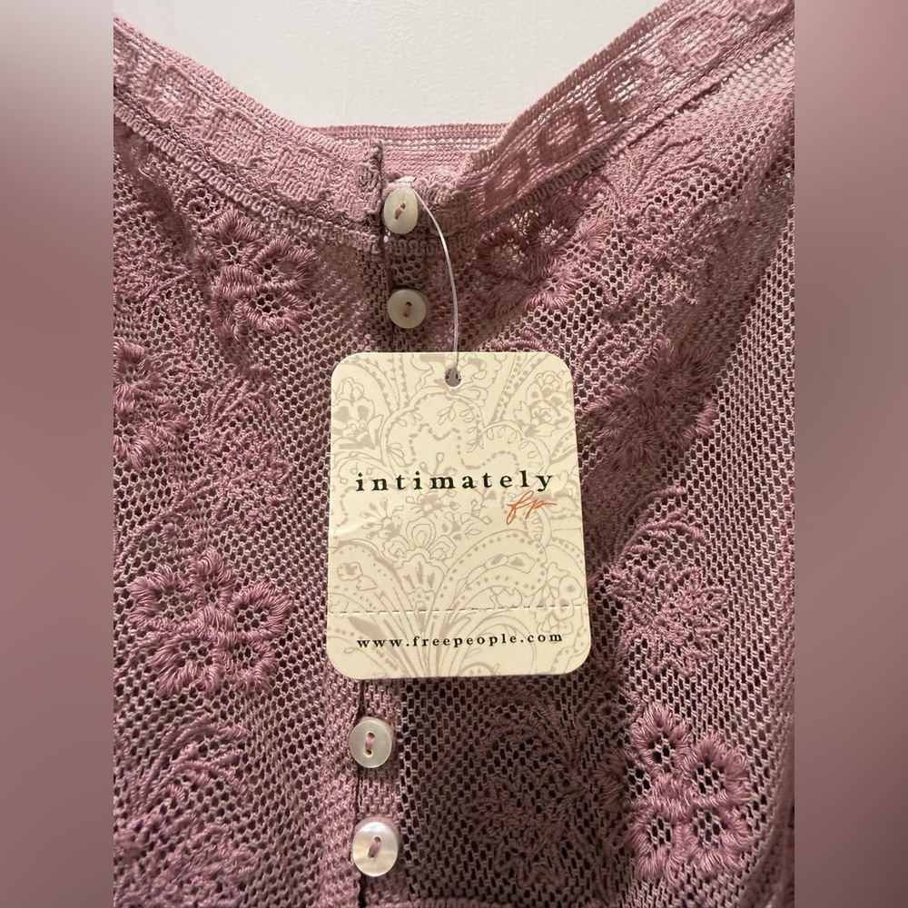 Free People Intimately Lace Bodysuit Pink Button Front NWT Size M Boho - Picture 4 of 7
